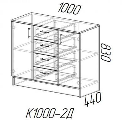 Комод К1000-2 Д Эко Графит