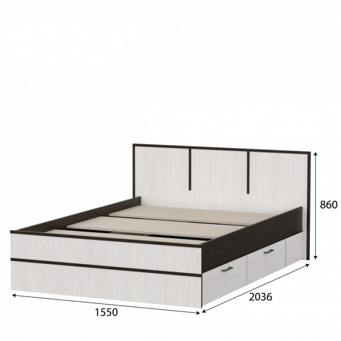 Кровать 1,4м с ящиками Карелия