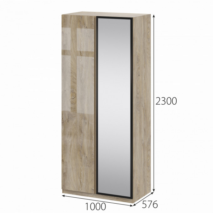 Шкаф Этна 100 см с Зеркалом (Эндгрей Лак)